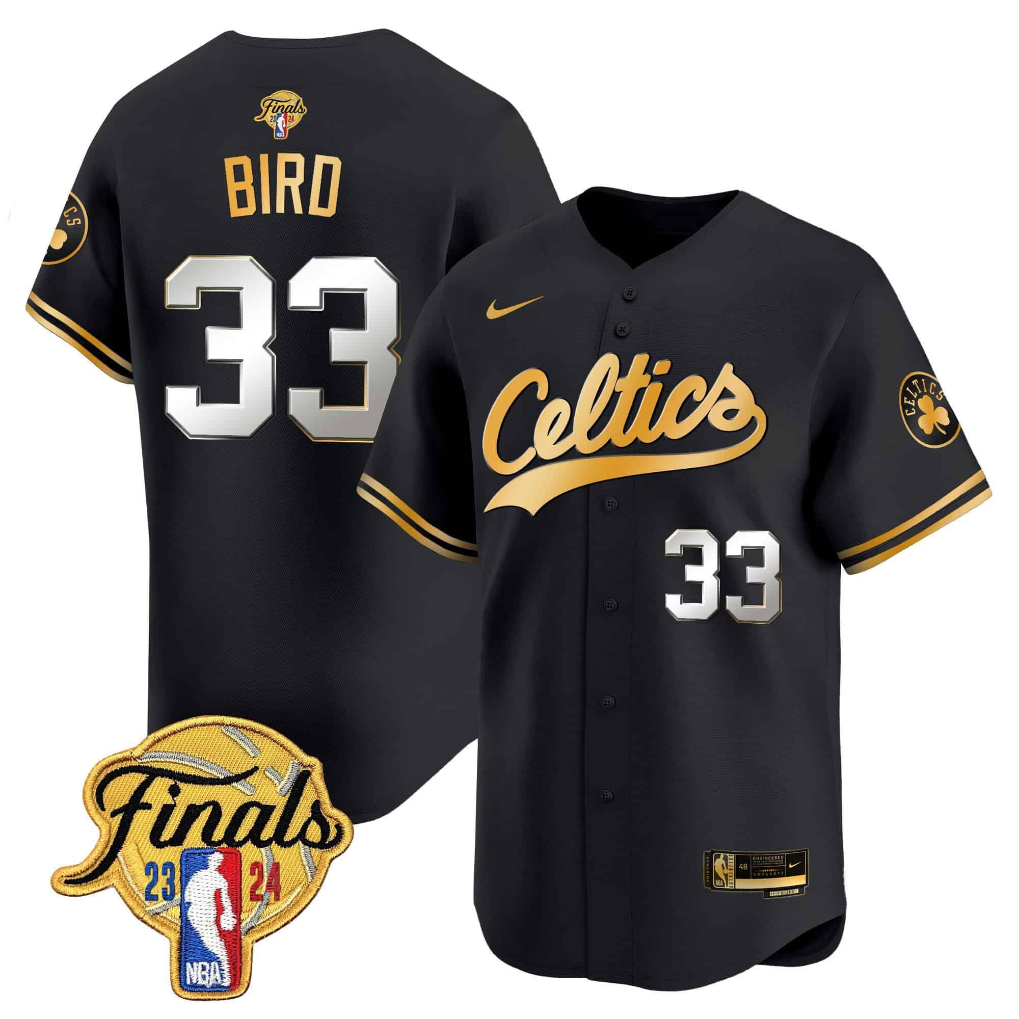Men Boston Celtics #33 Bird Black 2024 Nike Finals Patch Baseball NBA Jersey->->NBA Jersey
